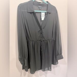 Torrid Size 2‎ Black sheer long sleeved blouse, new with tags